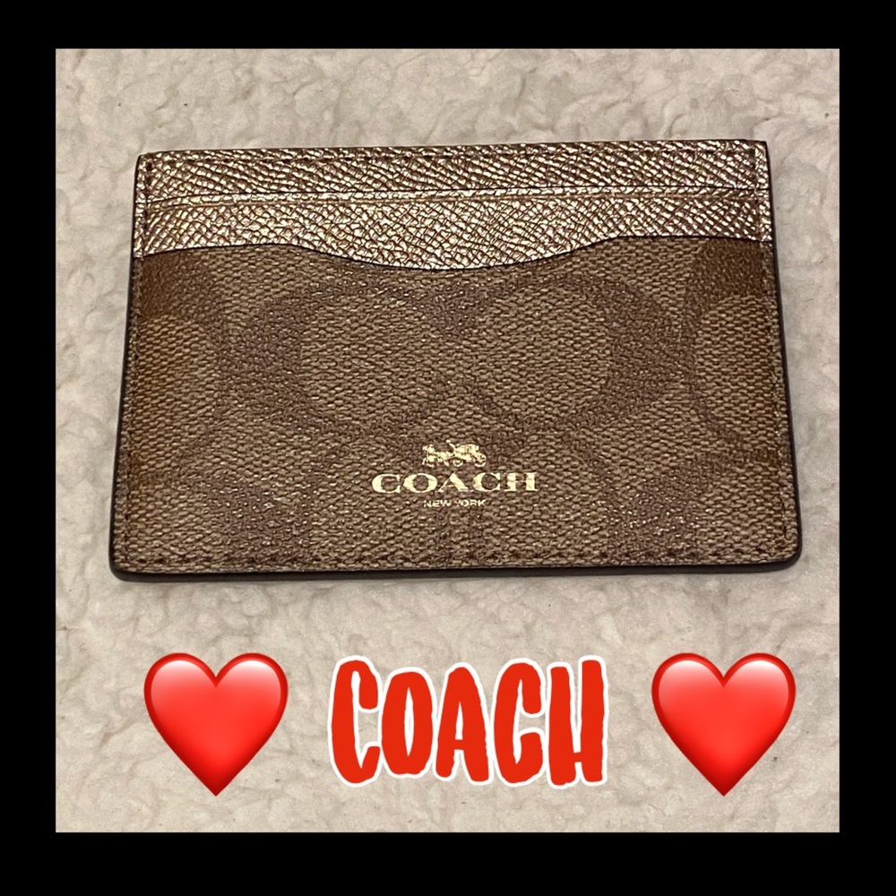 ❤️NWT❤️ Coach Logo Flat Card Case with gold slots